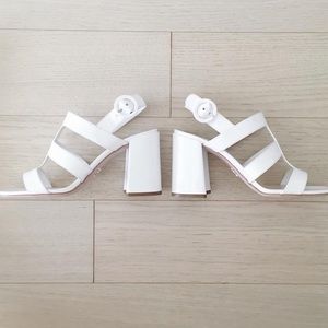 Prada White Patent Leather Caged High Heels 42